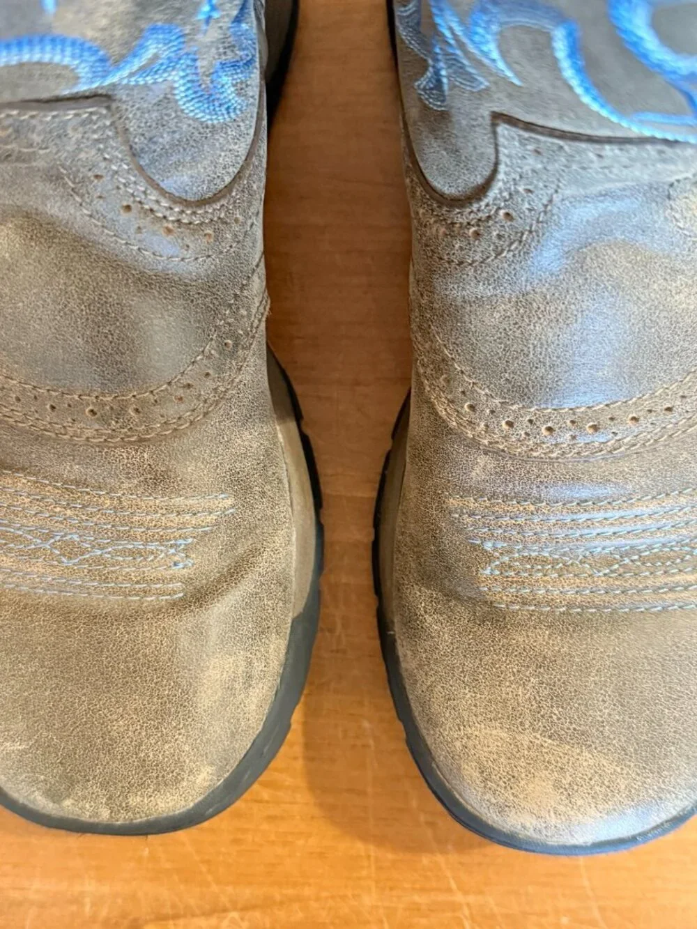 Twisted X pull-on leather distressed boots - brown with blue stars - Women's 9.5 - Picture 7 of 9